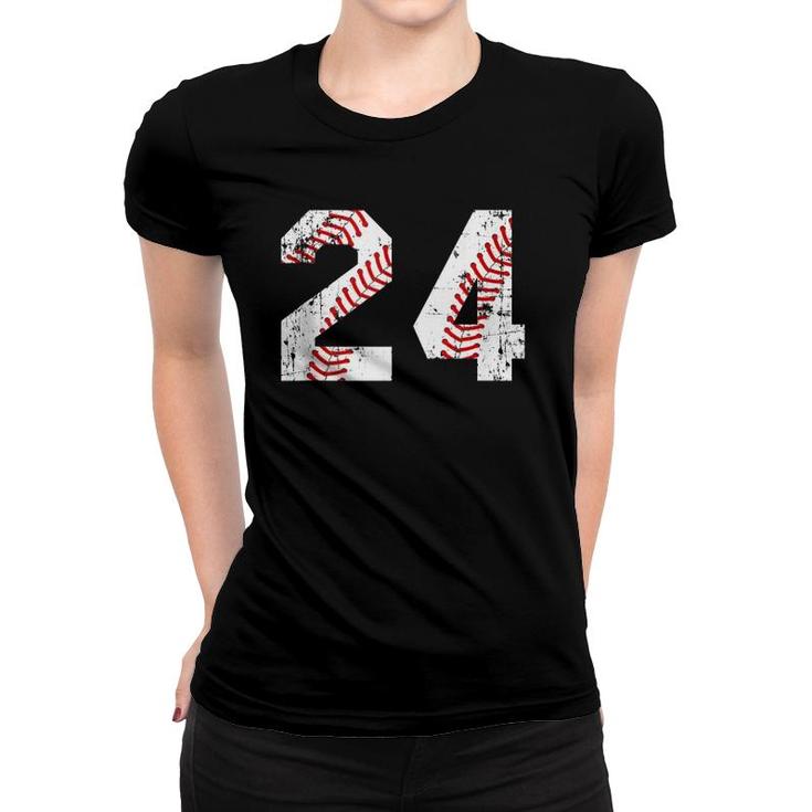 Vintage Baseball 24 Jersey Number  Women T-shirt