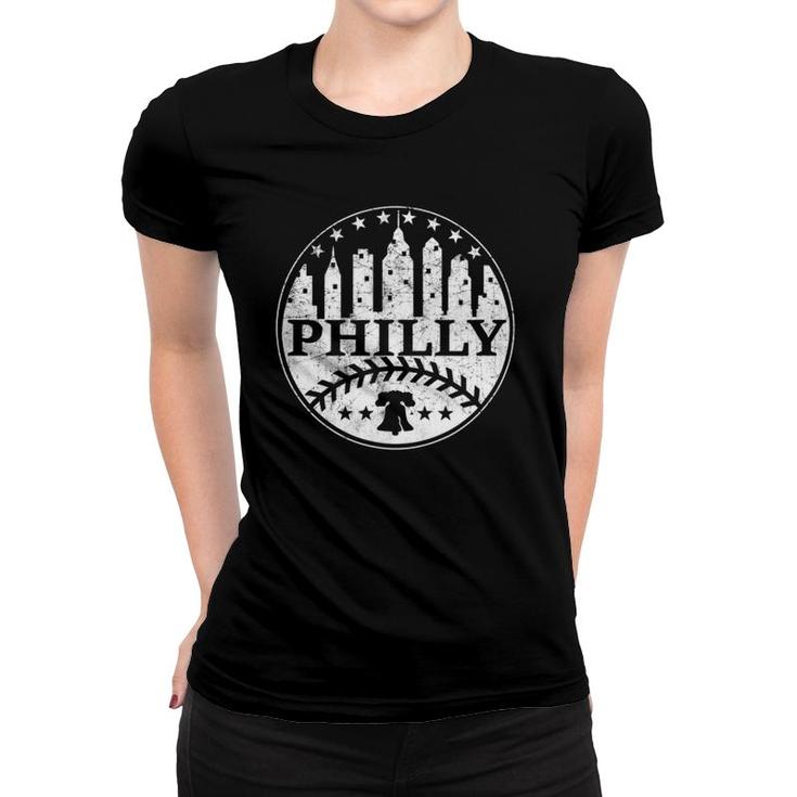 Vintage Distressed Philadelphia Philly Baseball City Skyline Women T-shirt