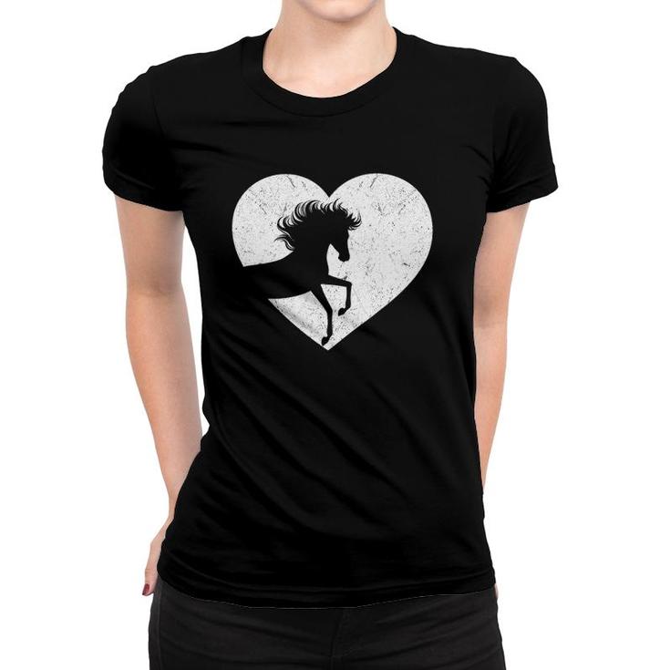 Vintage Horse Lover Heart For Girls Women Who Love Horses Women T-shirt