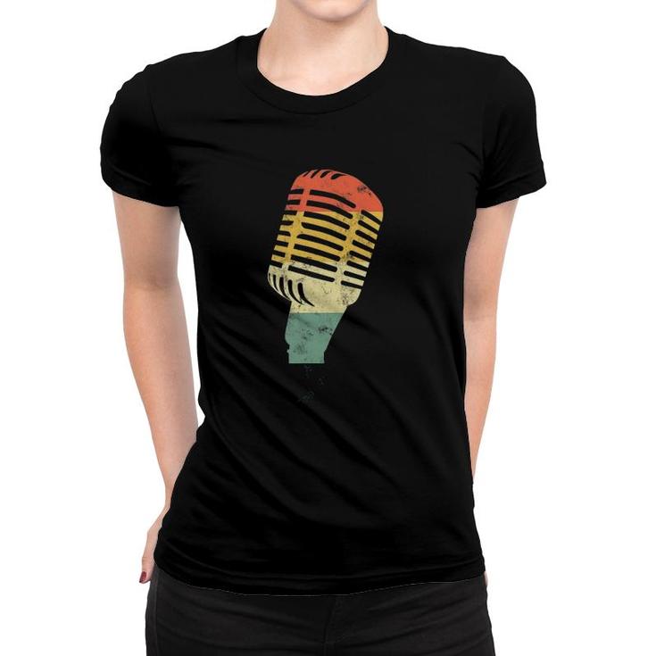 Vintage Mic Gift For Singer Actor Music Student Theatre Nerd Women T-shirt