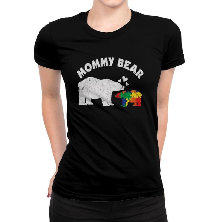 Vintage Mommy Bear Mother Autistic Kids Autism Awareness Mom  Women T-shirt