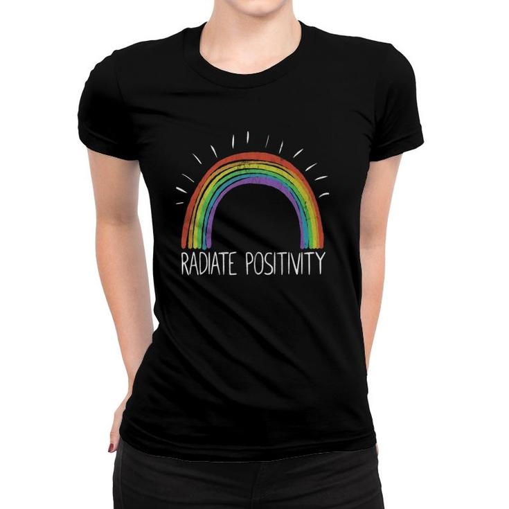 Vintage Rainbow Radiate Positivity  For Women Men Kids  Women T-shirt