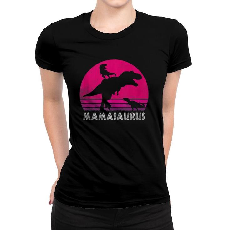 Vintage Retro 2 Kids Mamasaurus Sunset Funny Gift For Mother Women T-shirt