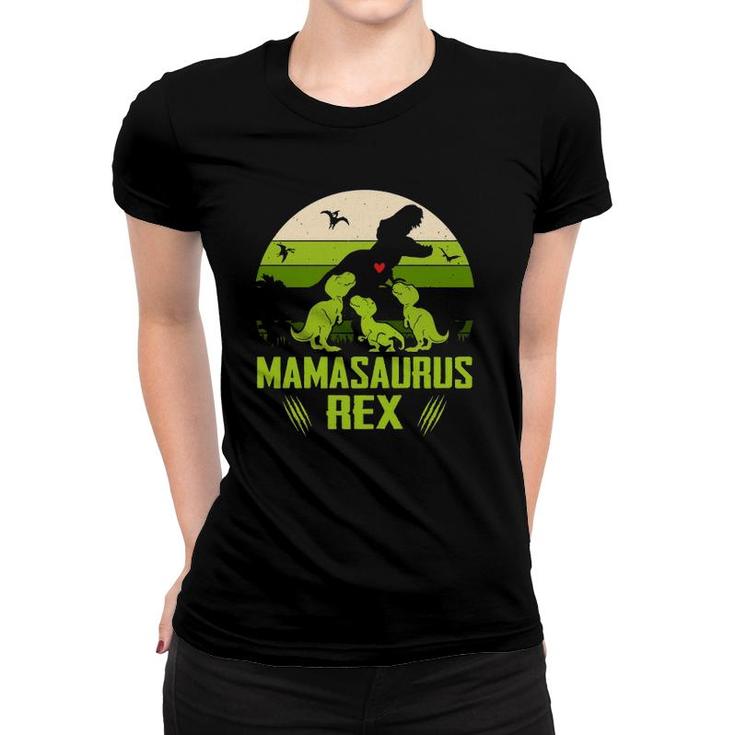 Vintage Retro 3 Kids Mamasaurus Dinosaur Lover Gift Women T-shirt