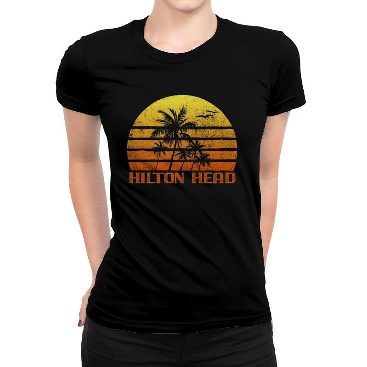 Vintage Retro Beach Vacation Hilton Head Island Sunset Women T-shirt