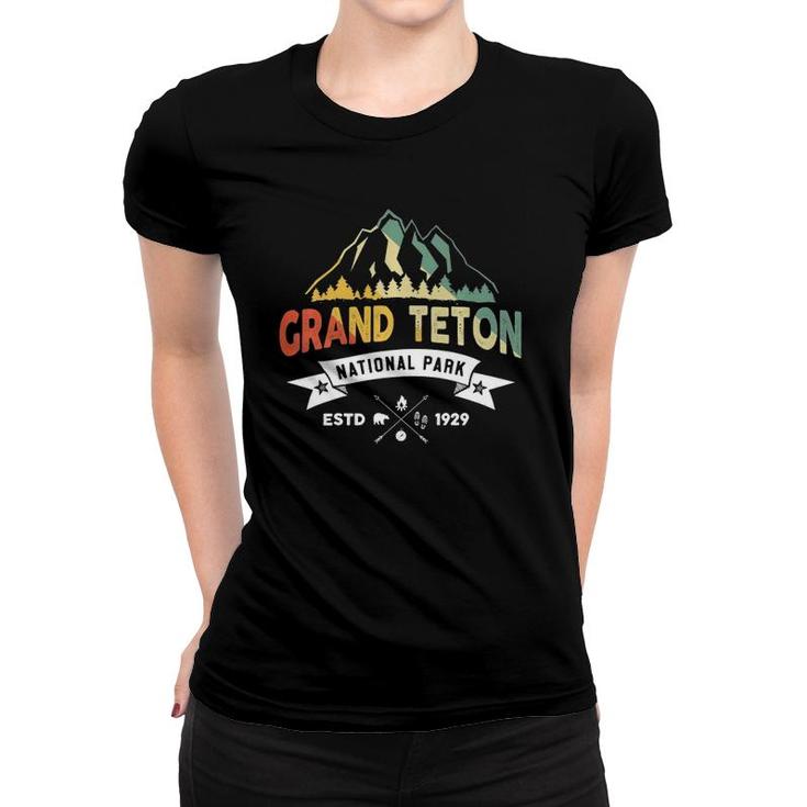 Vintage Retro Grand Teton National Park Souvenir Women T-shirt