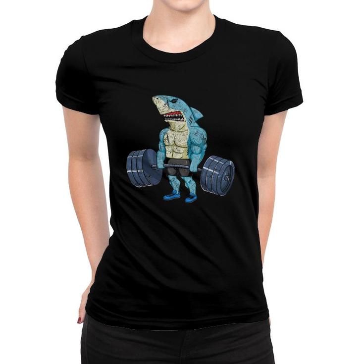 Vintage Shark Weightlifting Bodybuilder Muscle Fitness Women T-shirt