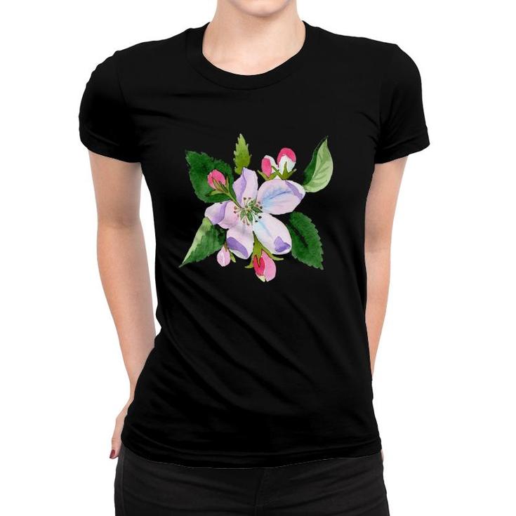 Watercolor Apple Blossom Flower Graphic Women T-shirt