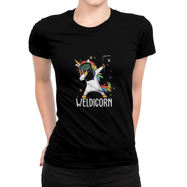 Weldicorn Funny Welder Unicorn Dabbing Women T-shirt