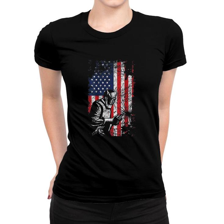 Welding American Flag Welder Women T-shirt