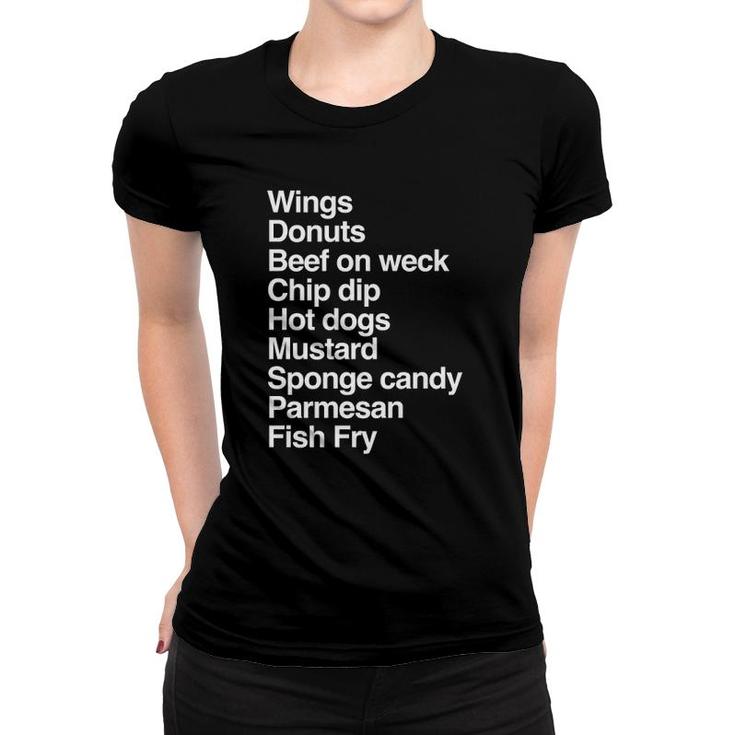 Wings Beef On Weck Sponge Candy Mustard Buffalo Ny  Women T-shirt