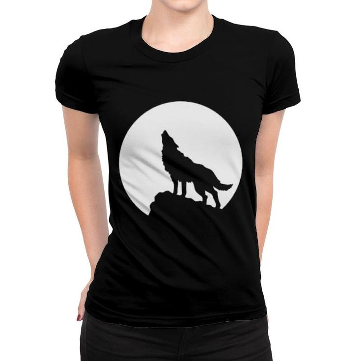 Wolf And The Moon Women T-shirt