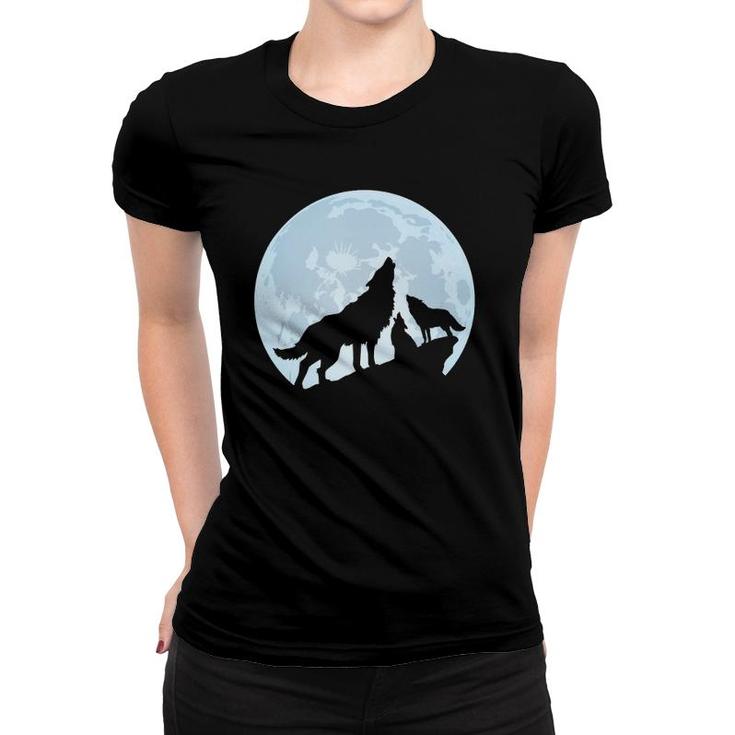 Wolf Howling At The Moon S Three Wolves Tee  Tank Top Women T-shirt