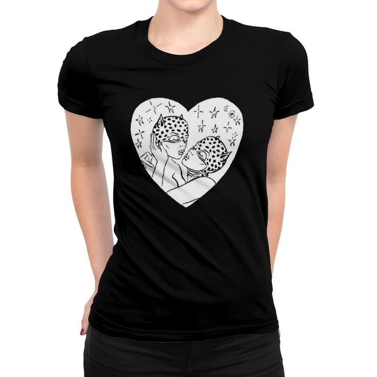 Women Kissing In Heart Shape Women T-shirt