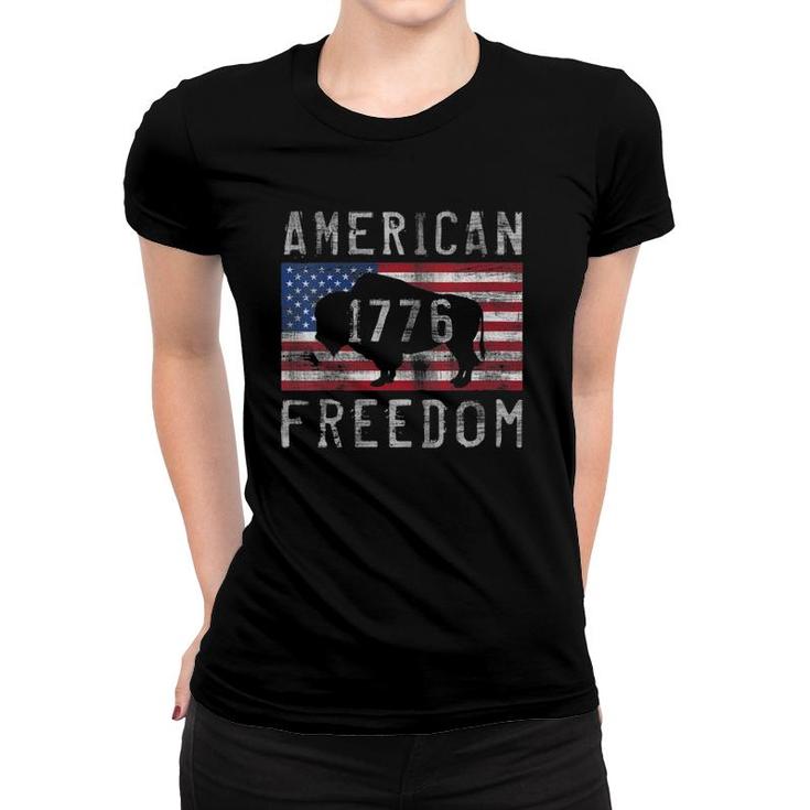 Womens 4Th Of July American Freedom Buffalo 1776 Graphic Women T-shirt