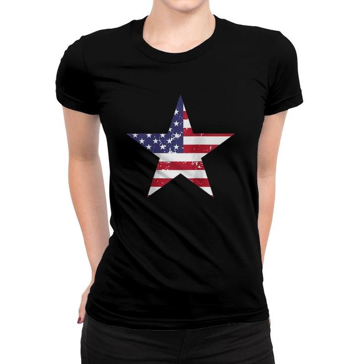 Womens American Flag Star Vintage 4Th Of July Patriotic Gift Raglan Baseball Tee Women T-shirt