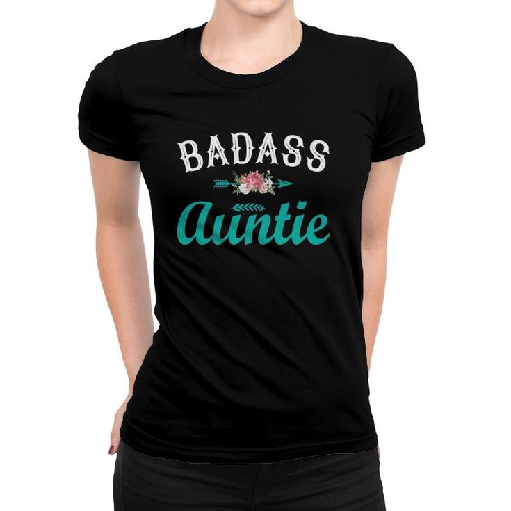 Womens Badass Auntie Funny Mother's Day Tee Soon To Be Auntie Women T-shirt