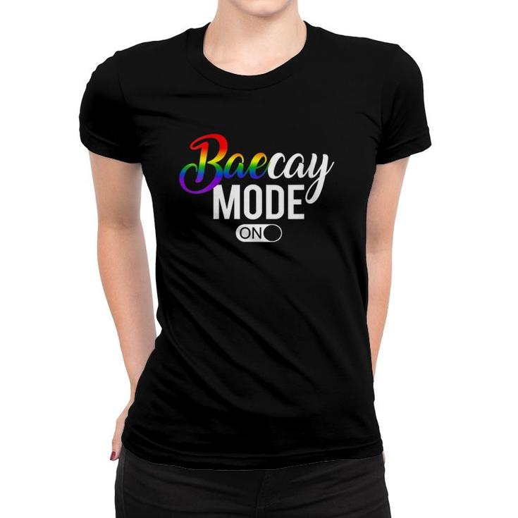 Womens Baecay Mode Lgbtq Gay Pride Rainbow Couples Vacation Gift V-Neck Women T-shirt