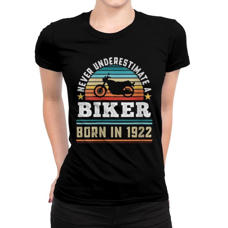 Womens Biker Born 1922 100Th Birthday Motorbike Women T-shirt
