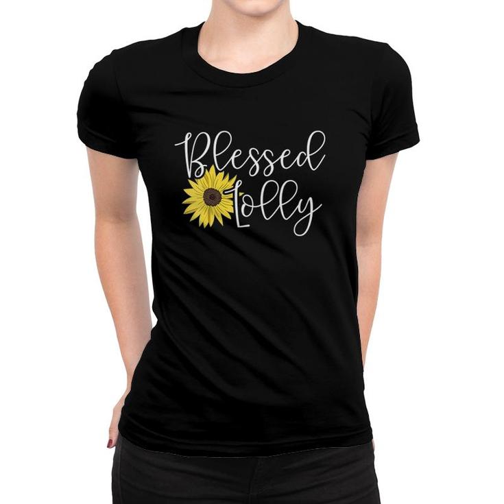 Womens Blessed Lolly For Grandmother Sunflower Women T-shirt