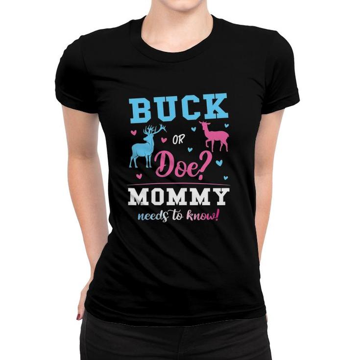 Womens Buck Or Doe Mommy Gender Reveal Pink Or Blue Women T-shirt