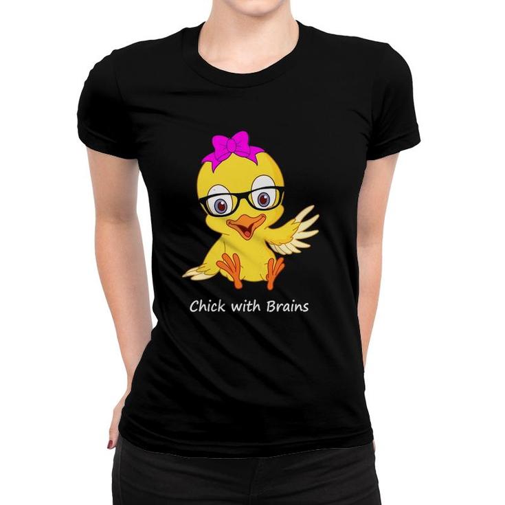 Womens Chick With Brains For Smart Intelligent Girls Women Women T-shirt