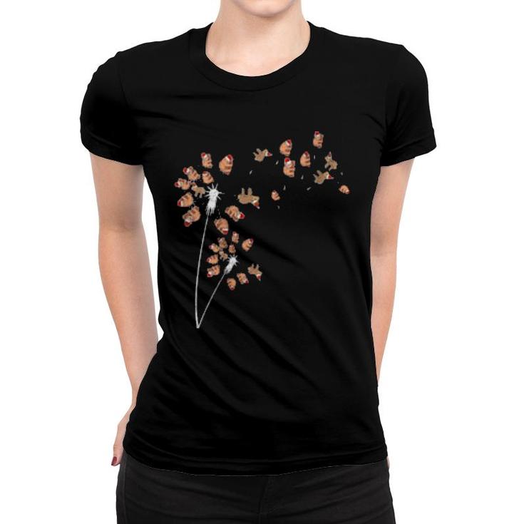 Womens Christmas Dandelion Xmas Animal Lazy Animal Sloth Women T-shirt