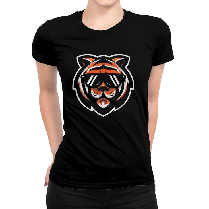 Womens Cool Bengal Tiger With Sunglasses V Neck Women T-shirt
