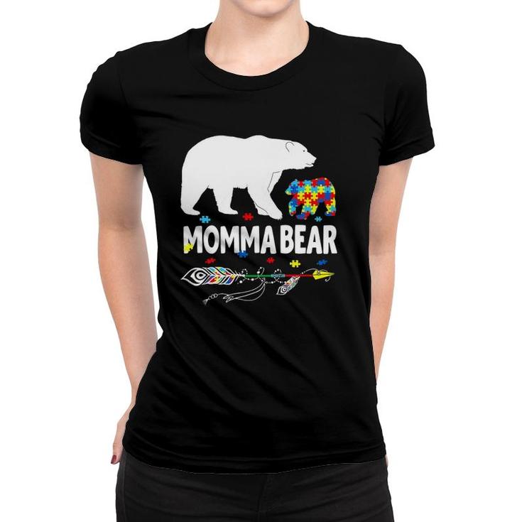 Womens Cute Momma Bear Autism Awareness Mother Autistic Family Women T-shirt