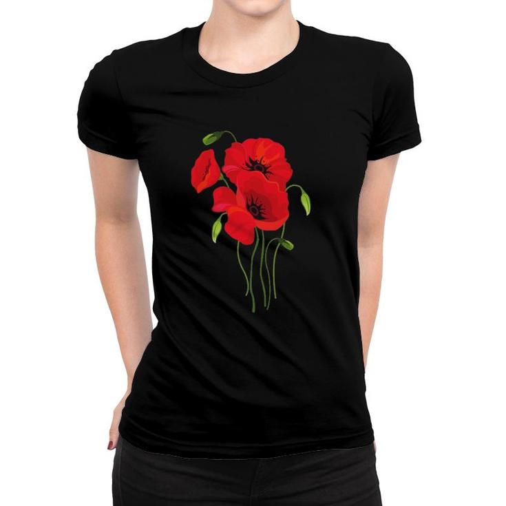 Womens Cute Spring Poppies Memorial Day Spring Flowers Mothers Women T-shirt