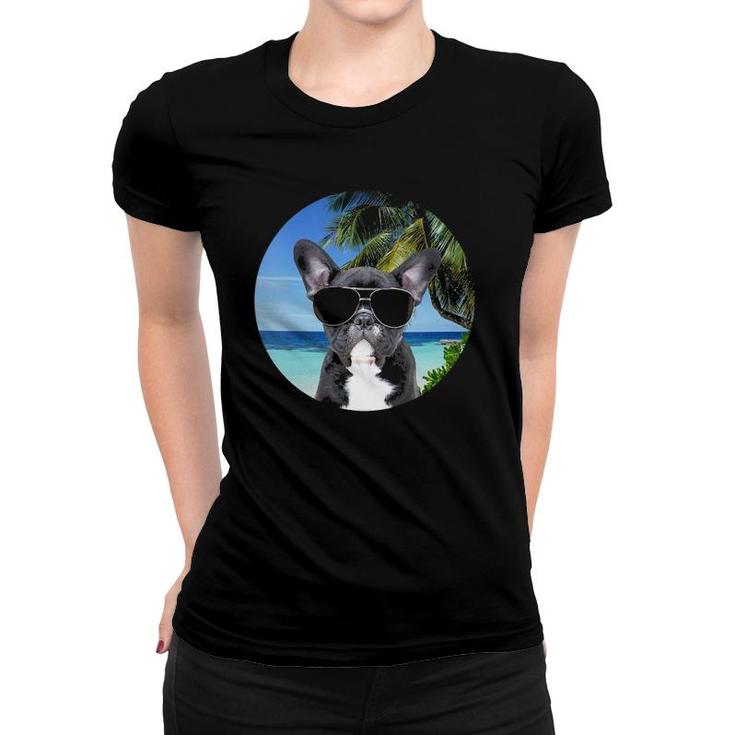 Womens French Bulldog Frenchie Dog Lover Beach Tropical Funny Cute  Women T-shirt