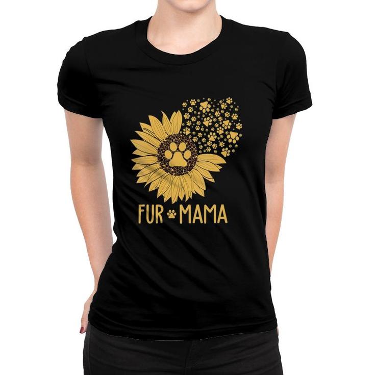 Womens Fur Mama - Sunflower Dog Mom  Women T-shirt