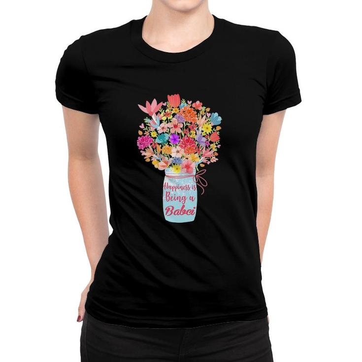 Womens Happiness Is Being A Babci Flower Grandma Mother's Day Women T-shirt