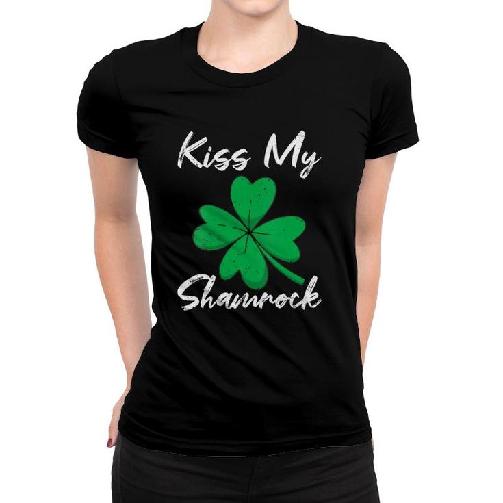 Womens Irish Lucky Leprechaun St Patrick's Day Kiss My Shamrock Women T-shirt
