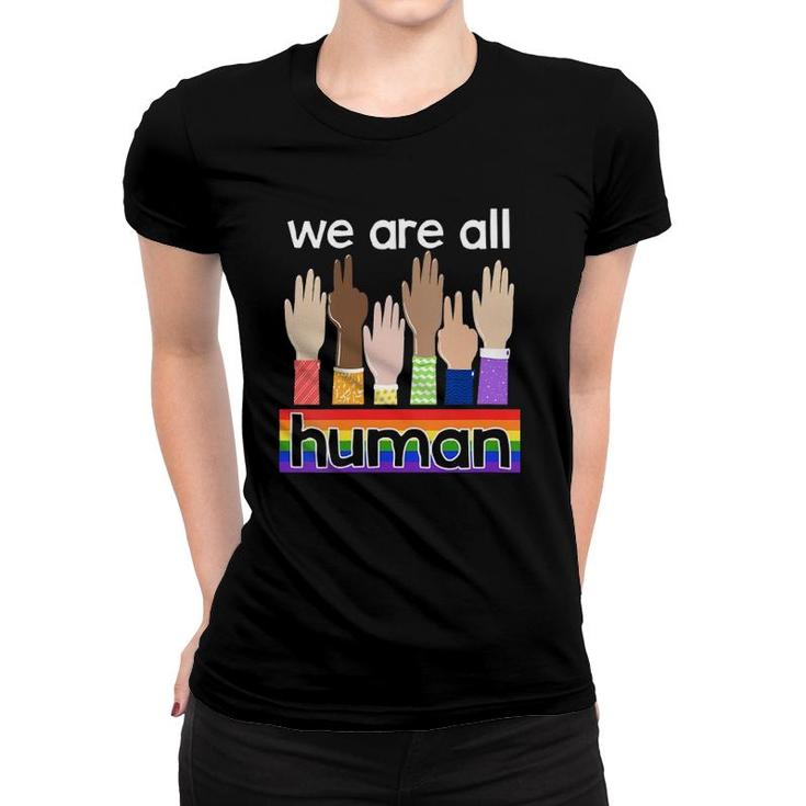 Womens Lgbtq We Are All Human V-Neck Women T-shirt