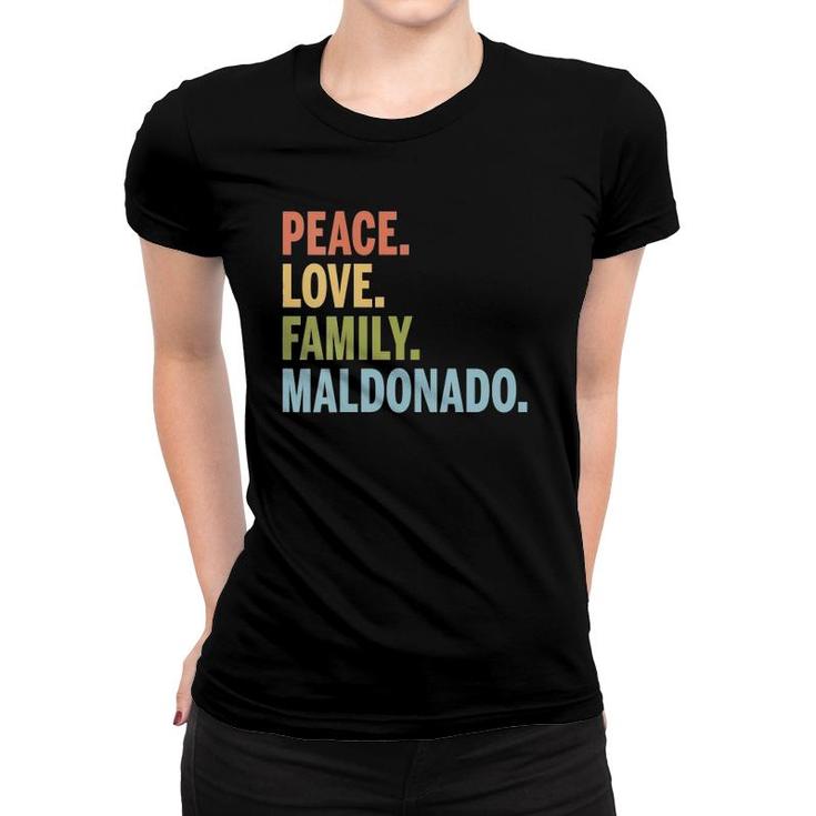 Womens Maldonado Last Name Peace Love Family Matching V-Neck Women T-shirt