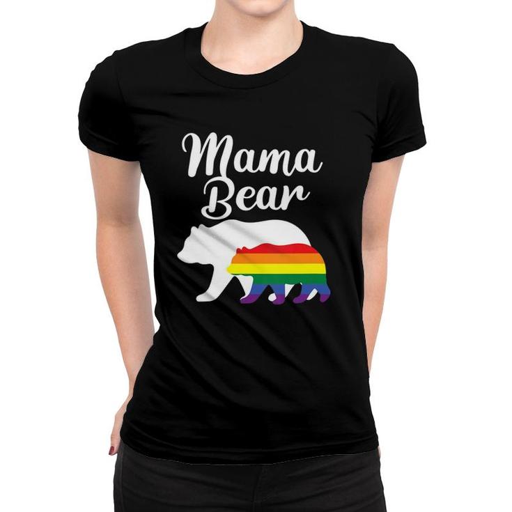 Womens Mama Bear Lgbtq Rainbow Bear Family Support Gift Women T-shirt