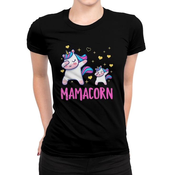 Womens Mamacorn Mom And Baby Funny Dabbing Unicorn Mommy Mother V-Neck Women T-shirt