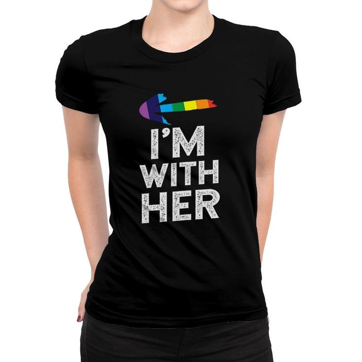 Womens Matching Lesbian Couple S I'm With Her Lesbian Women T-shirt