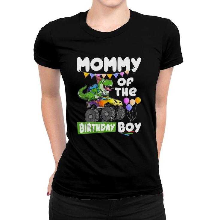 Womens Mommy Of The Birthday Boy Rex Dinosaur Monster Truck V-Neck Women T-shirt