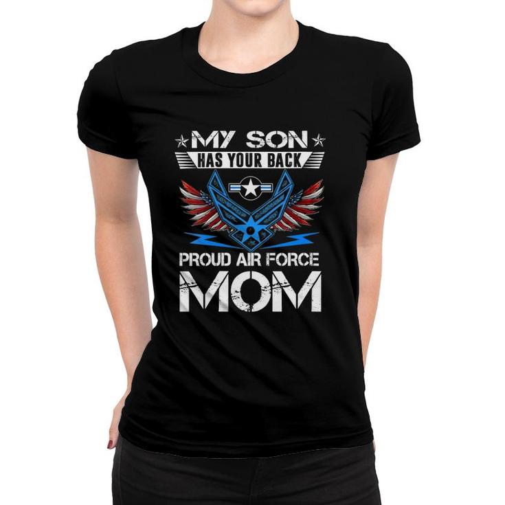 Womens My Son Has Your Back Proud Air Force Mom Tees Usaf V-Neck Women T-shirt