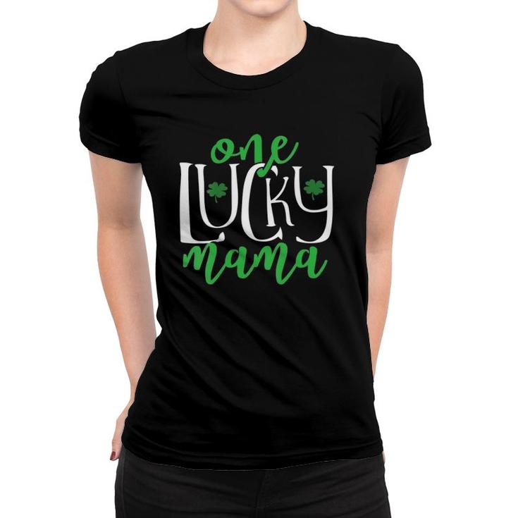 Womens One Lucky Mom Womens St Patrick's Day For Mother Pregnant Mom V-Neck Women T-shirt