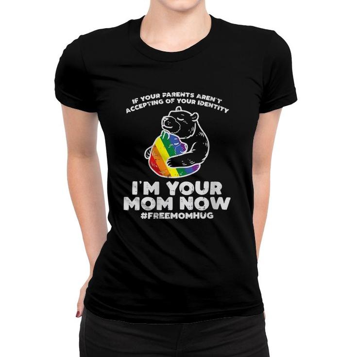Womens Parents Accepting I'm Your Mom Now Bear Hug Lgbtq Gay Pride V Neck Women T-shirt