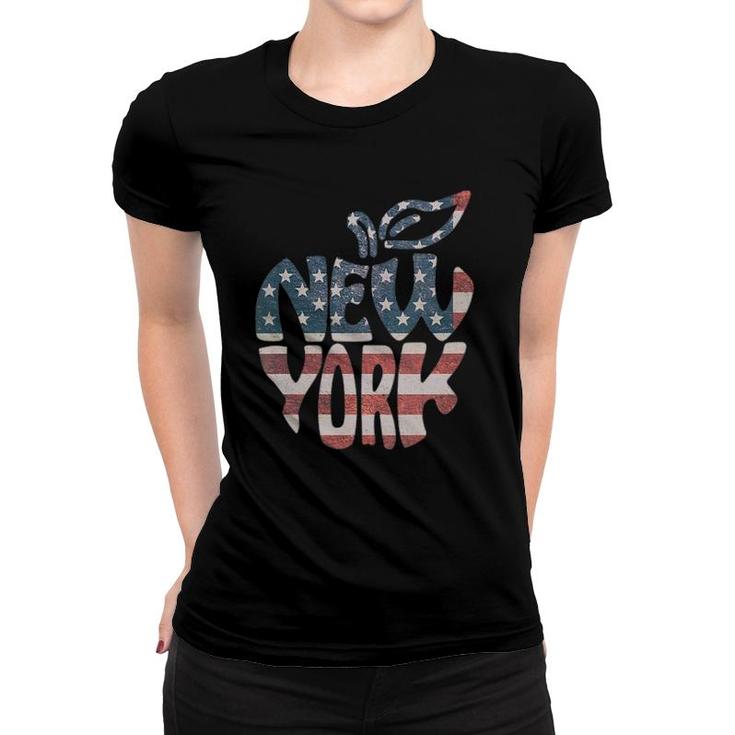 Womens Patriotic I Love New York Nyc Big Apple 4Th Of July Gift V-Neck Women T-shirt