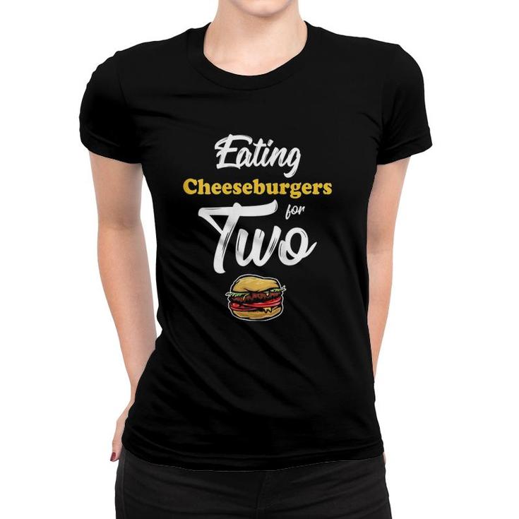 Womens Pregnancy  Eating Cheeseburgers For Two 4Th Of July  Women T-shirt