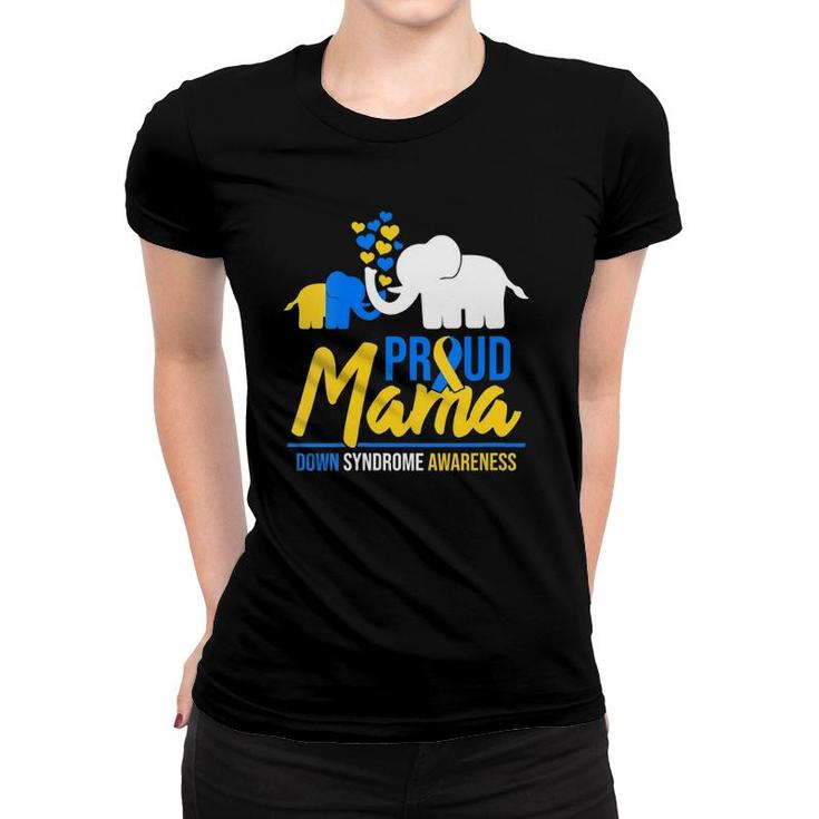 Womens Proud Mama Mom Down Syndrome Awareness Day Cute Elephant T21 V-Neck Women T-shirt