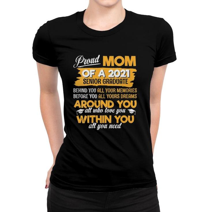Womens Proud Mom Of A 2021 Senior Graduate Mommy Mother V-Neck Women T-shirt