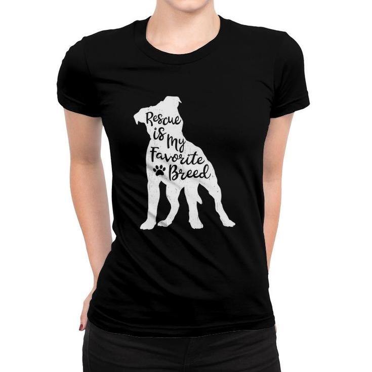 Womens Rescue Is My Favorite Breed Pitbull Dog Lover Pit Bull Mom V-Neck Women T-shirt