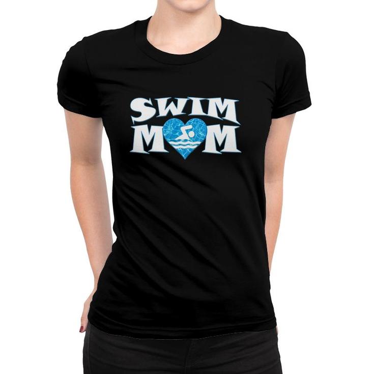 Womens Swim Mom Heart Shaped Pool Water Swimmer Swimming & Diving Women T-shirt