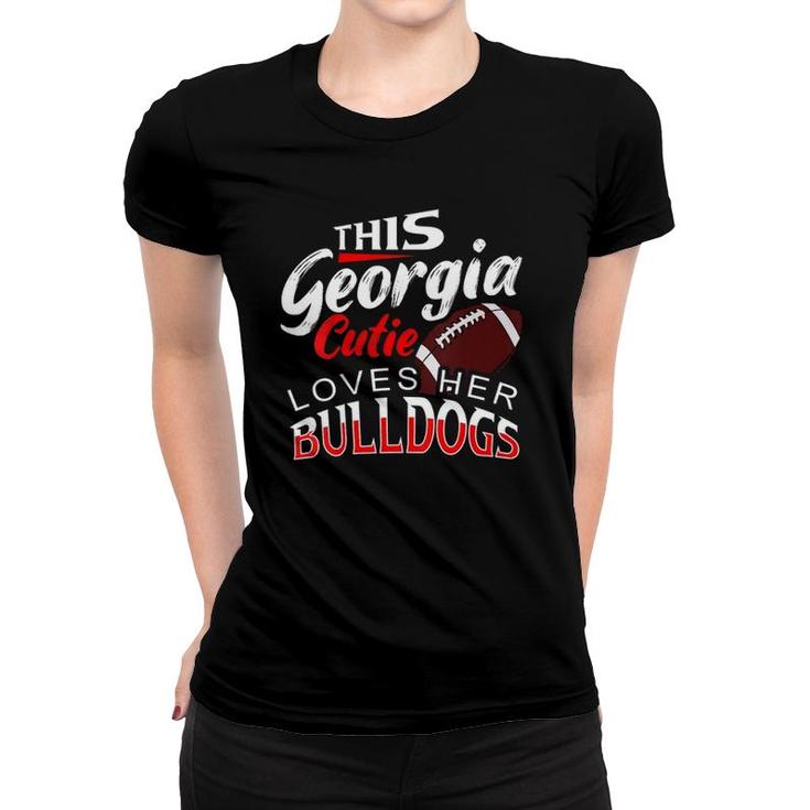 Womens This Georgia Cutie Loves Her Bulldogs Sports Fan V Neck Women T-shirt